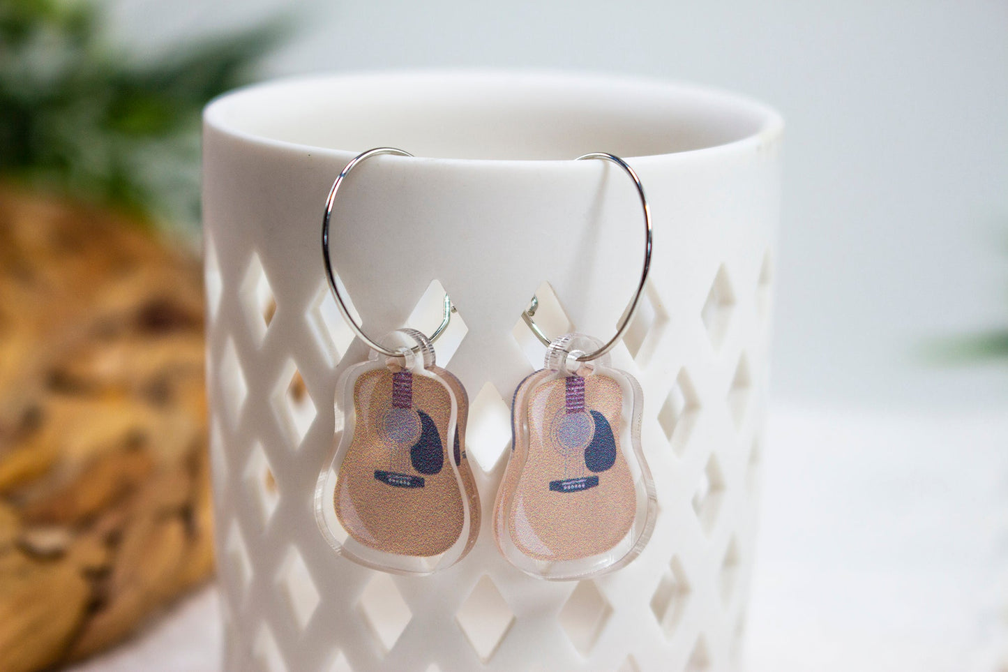 Brown Acoustic Guitar Earrings