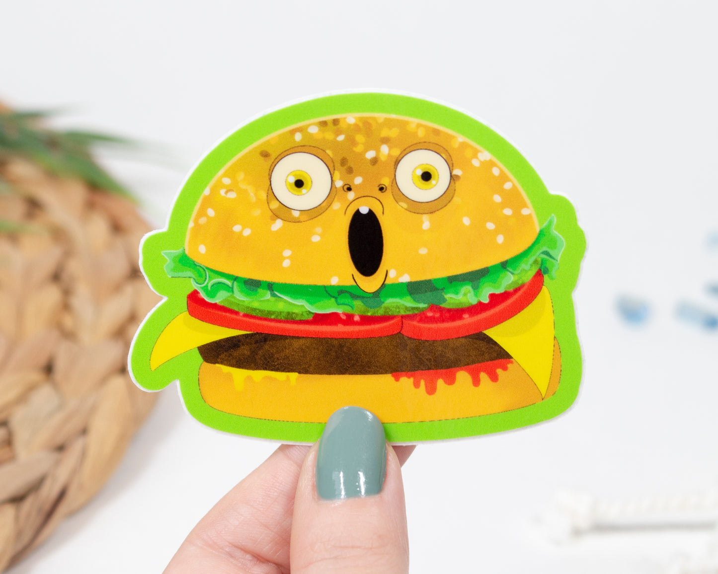 Shocked Burger Vinyl Sticker 3" x 2.4"