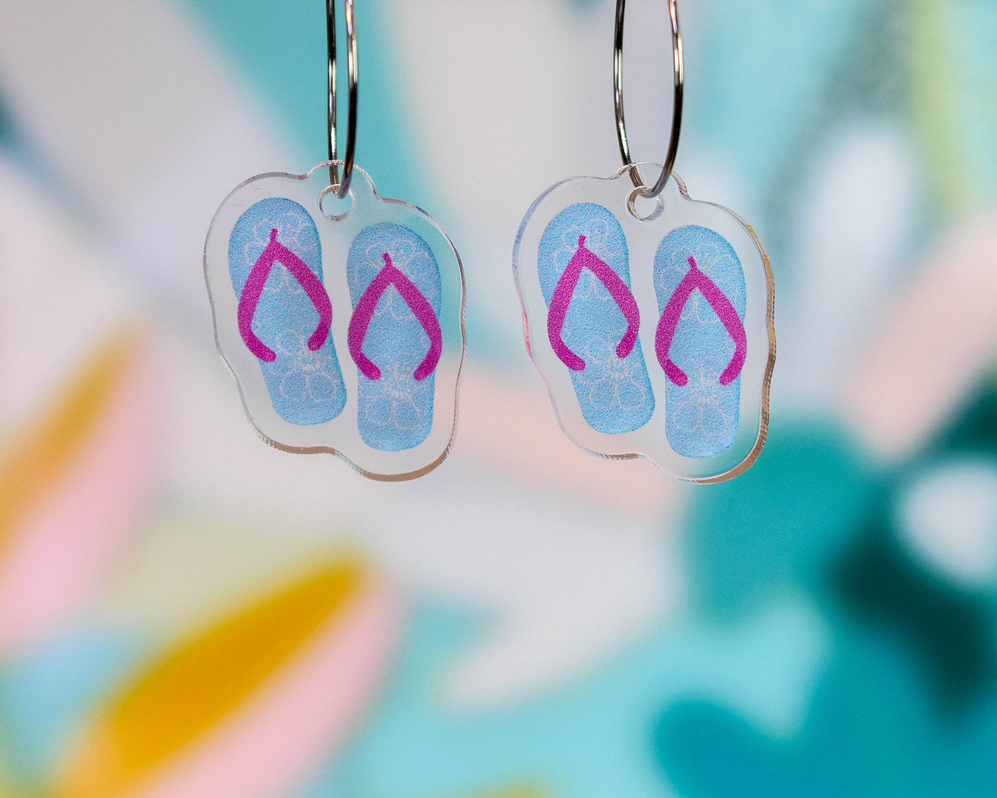 Aqua Blue Flip Flops Earrings