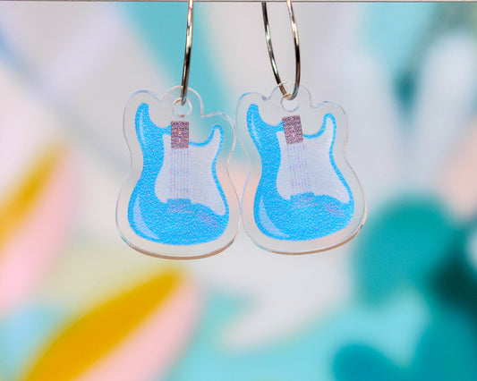 Blue Electric Guitar Earrings