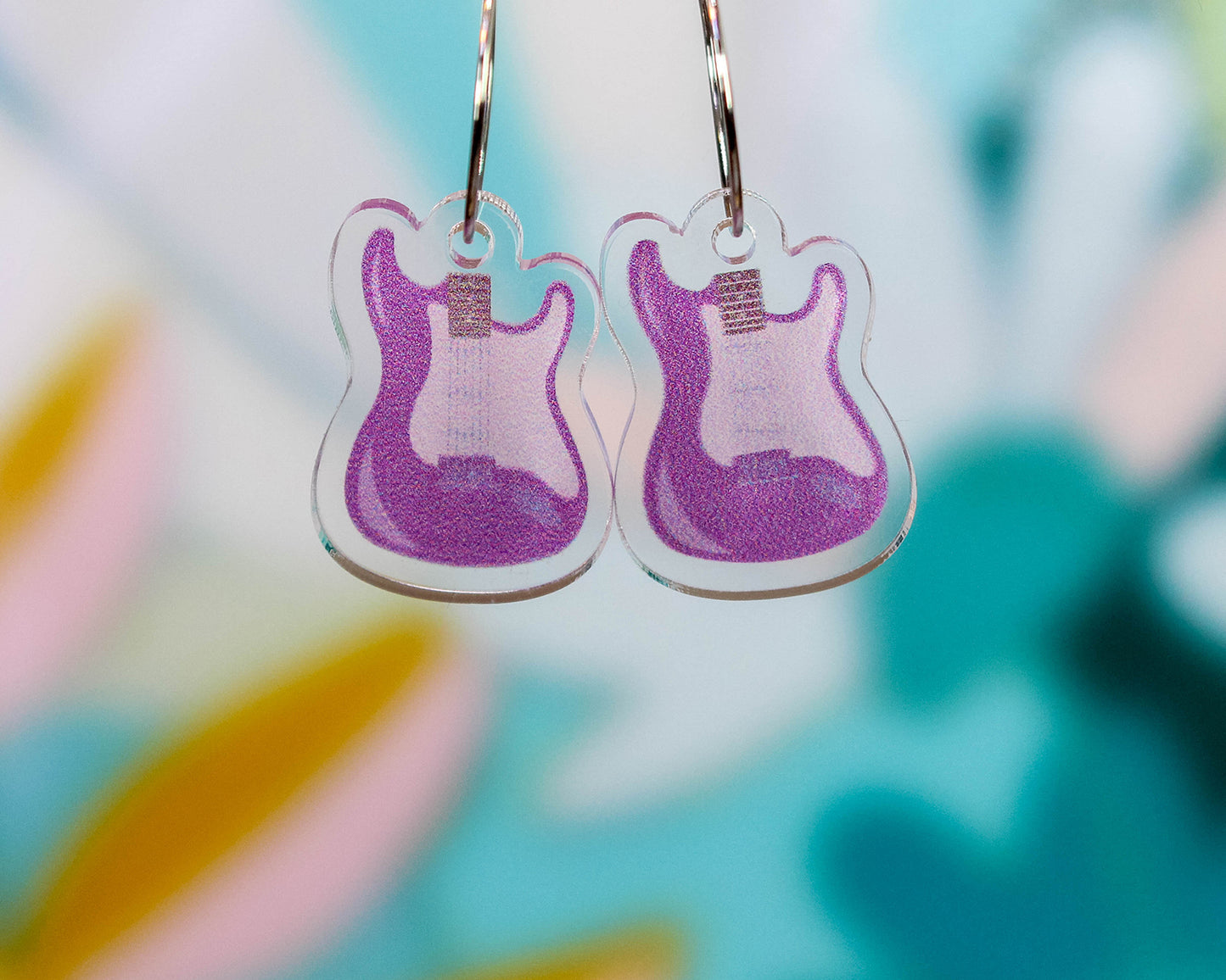 Purple Electric Guitar Earrings