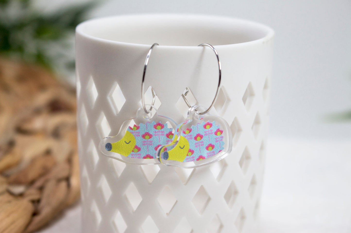 Blue Hedgehog Earrings