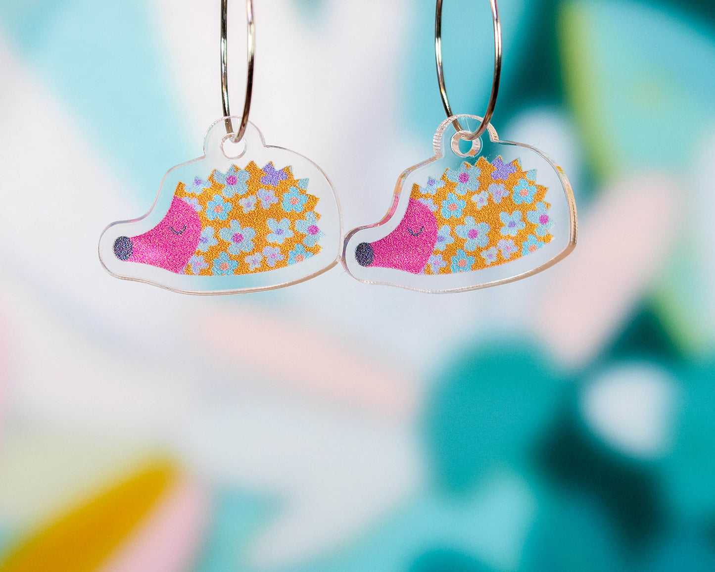 Pink and Orange Hedgehog Earrings