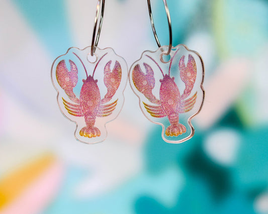 Pink Lobster Earrings