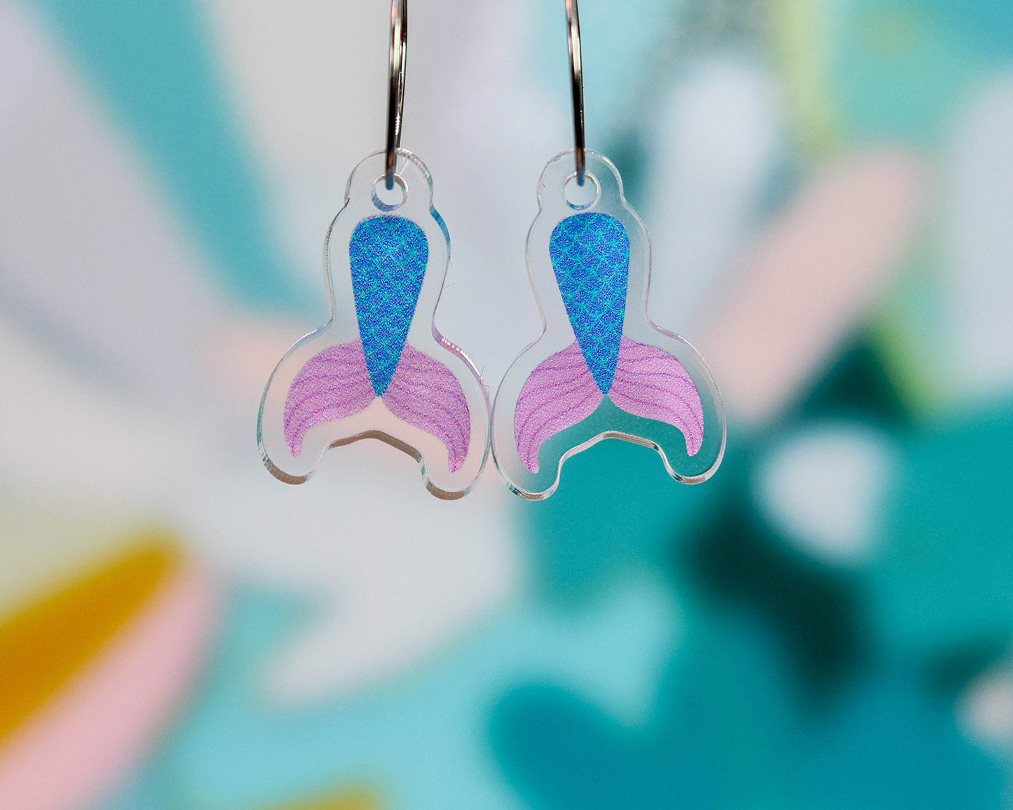 Pink and Blue Mermaid Tail Earrings