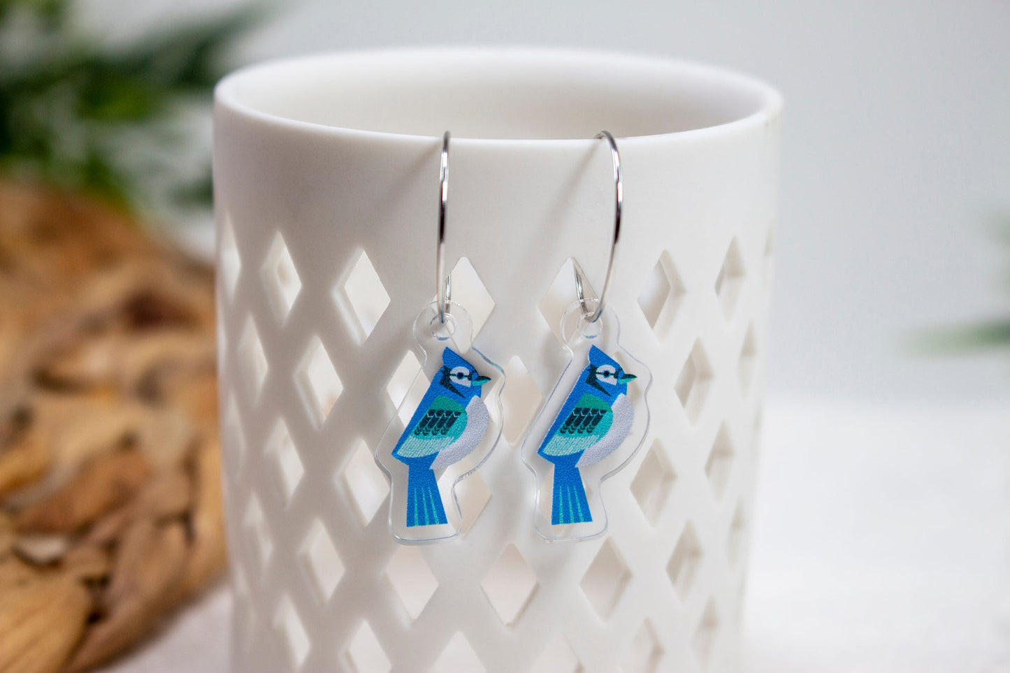 Mod Blue Jay Bird Earrings