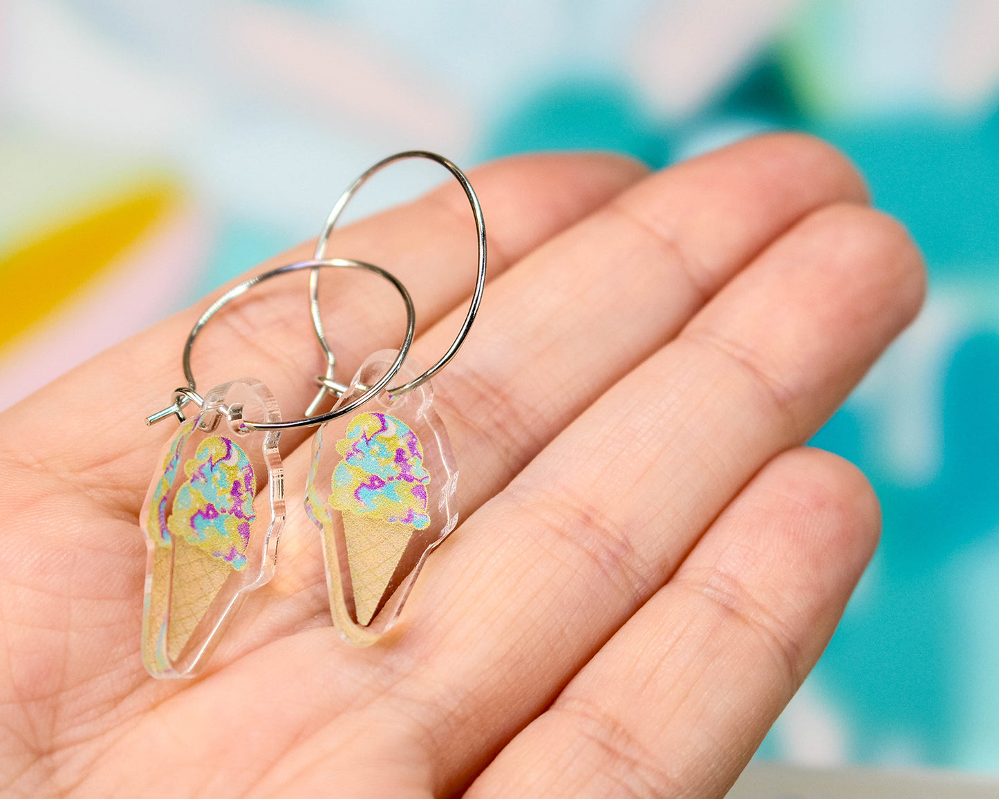 Moon Mist Ice Cream Cone Earrings