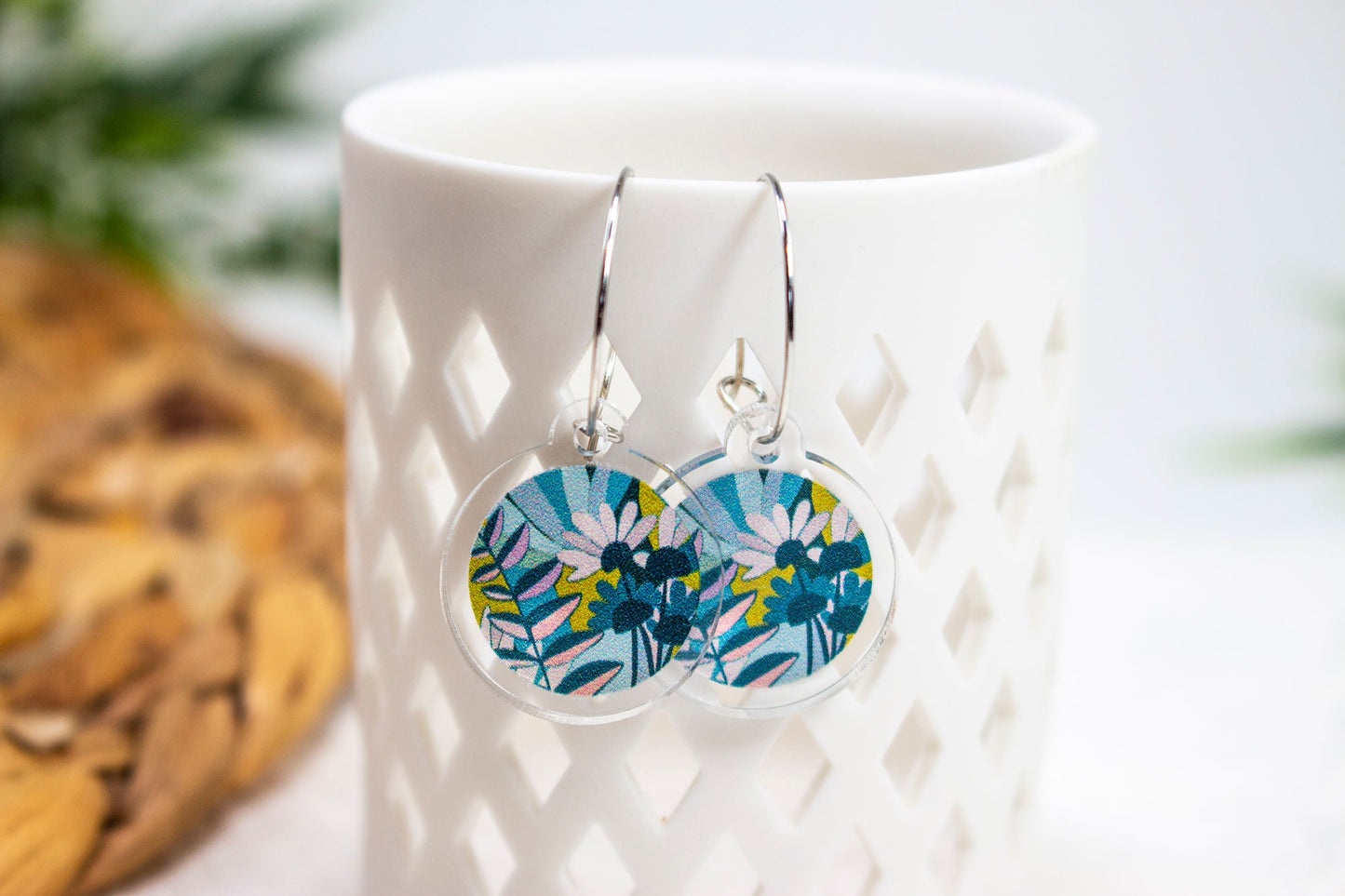 Retro Floral Circle Earrings