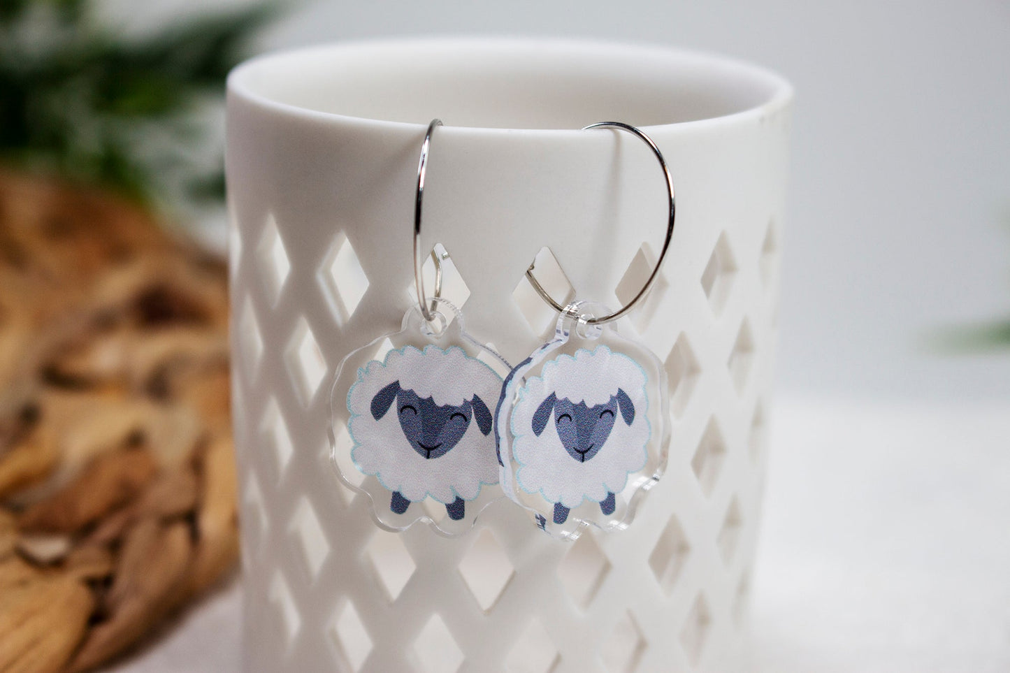 White Sheep Earrings