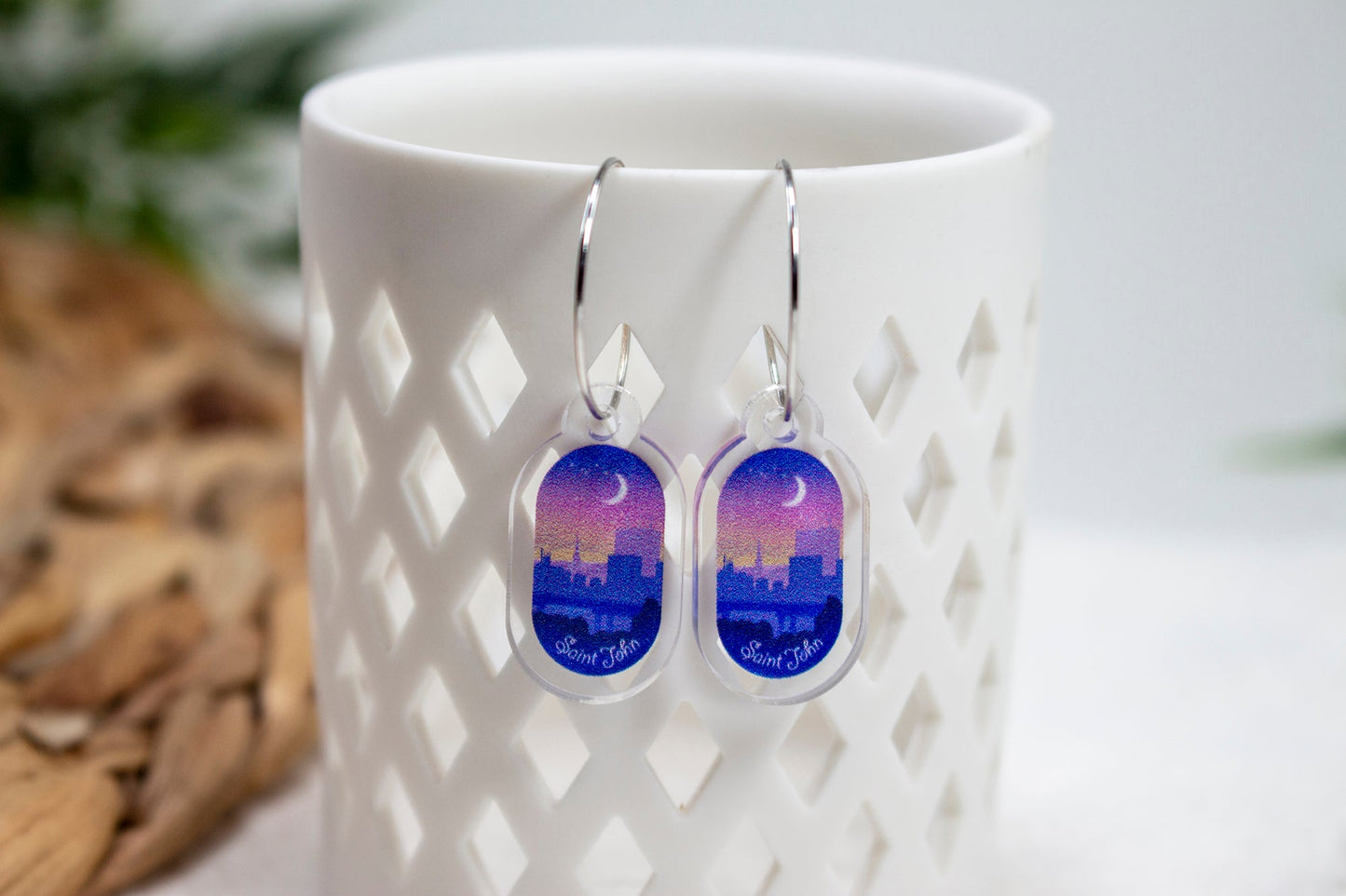Saint John, New Brunswick Purple Skyline Earrings