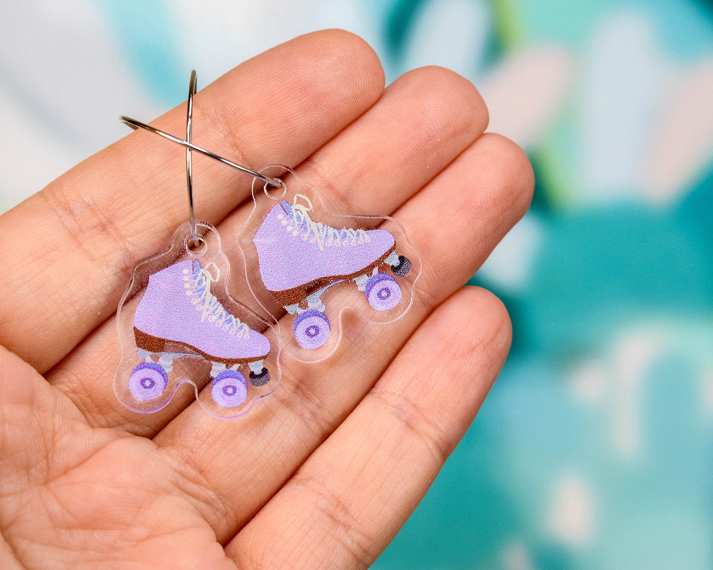 Purple Retro Roller Skate Derby Earrings