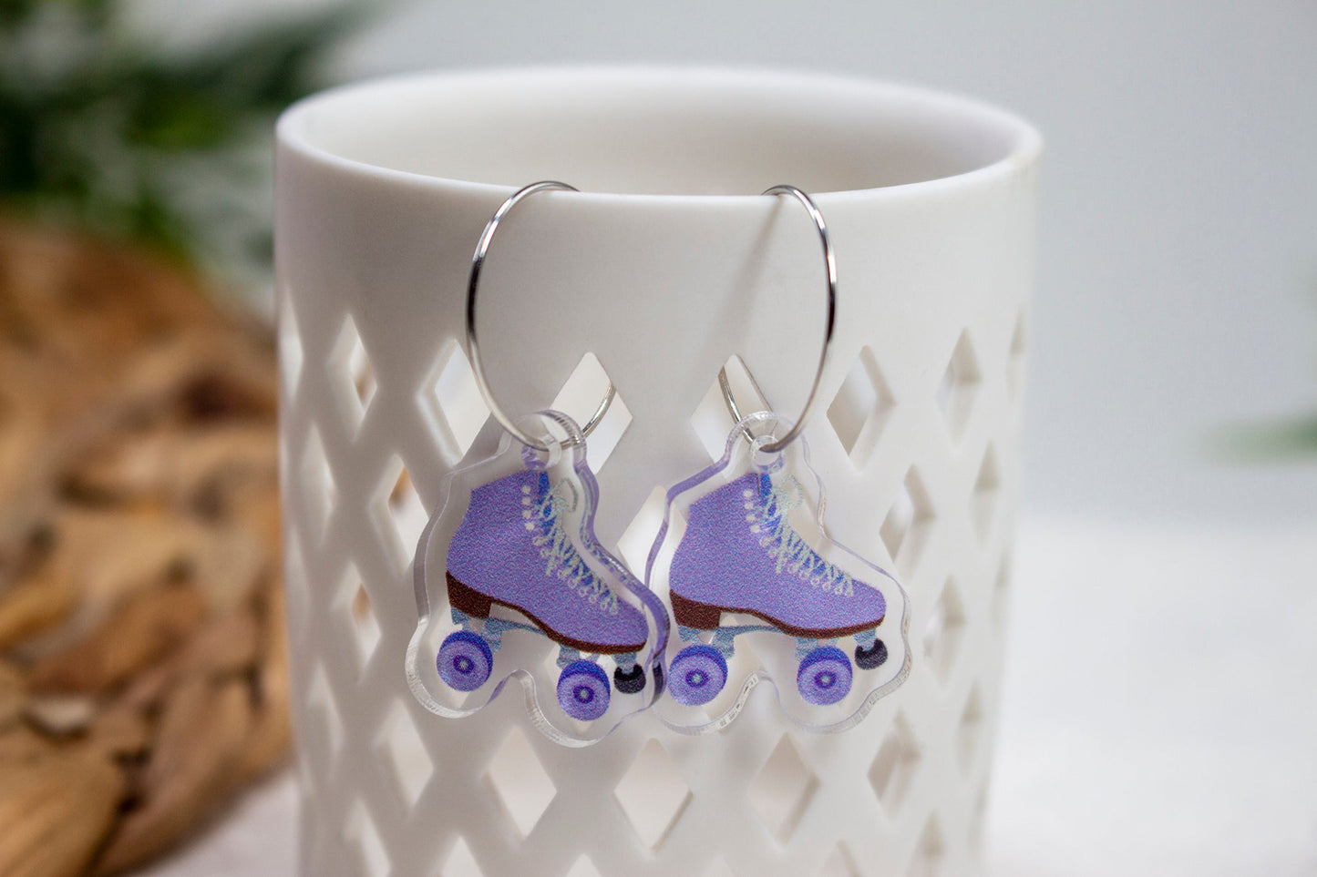 Purple Retro Roller Skate Derby Earrings