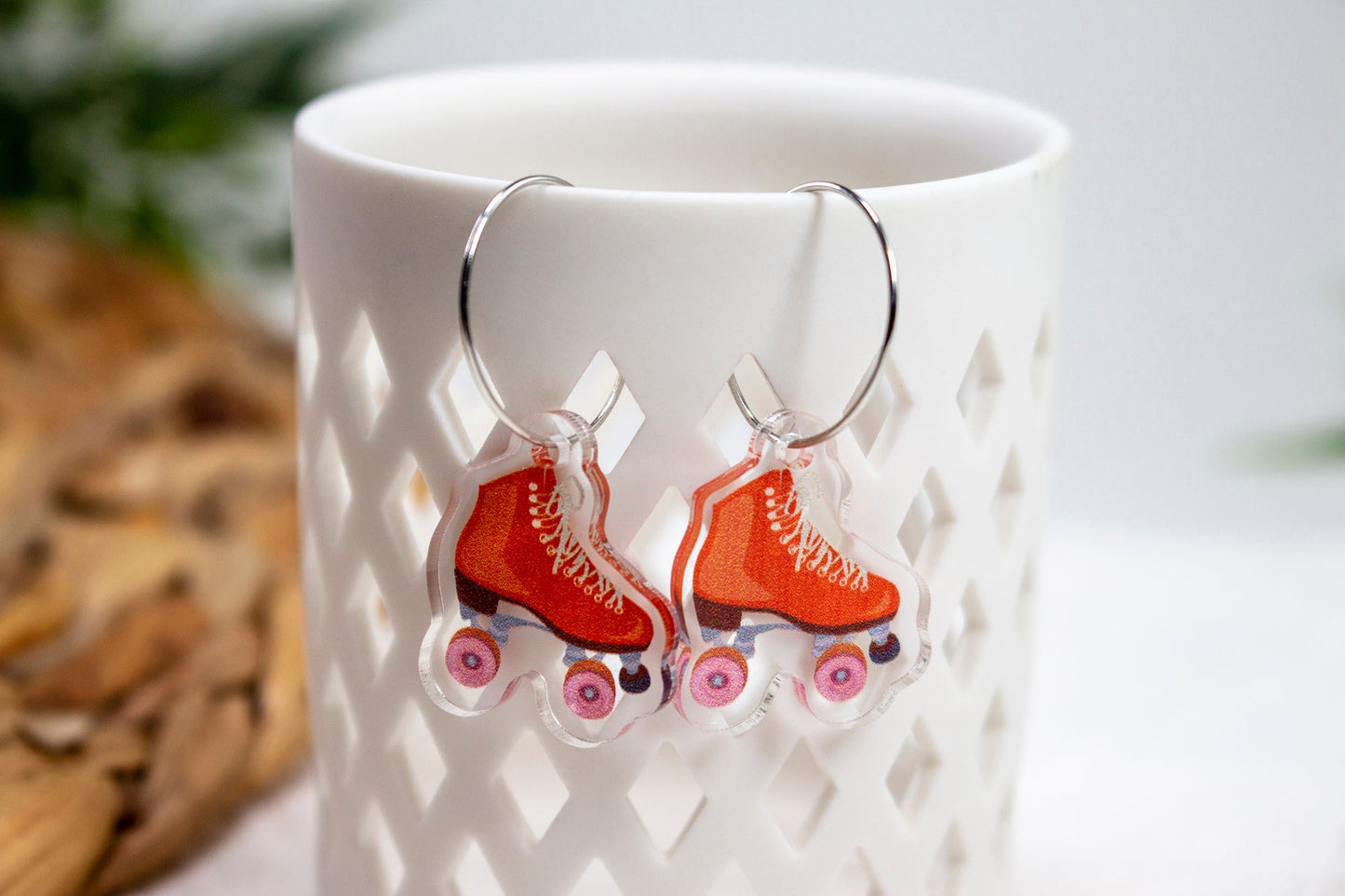 Red Retro Roller Skate Derby Earrings