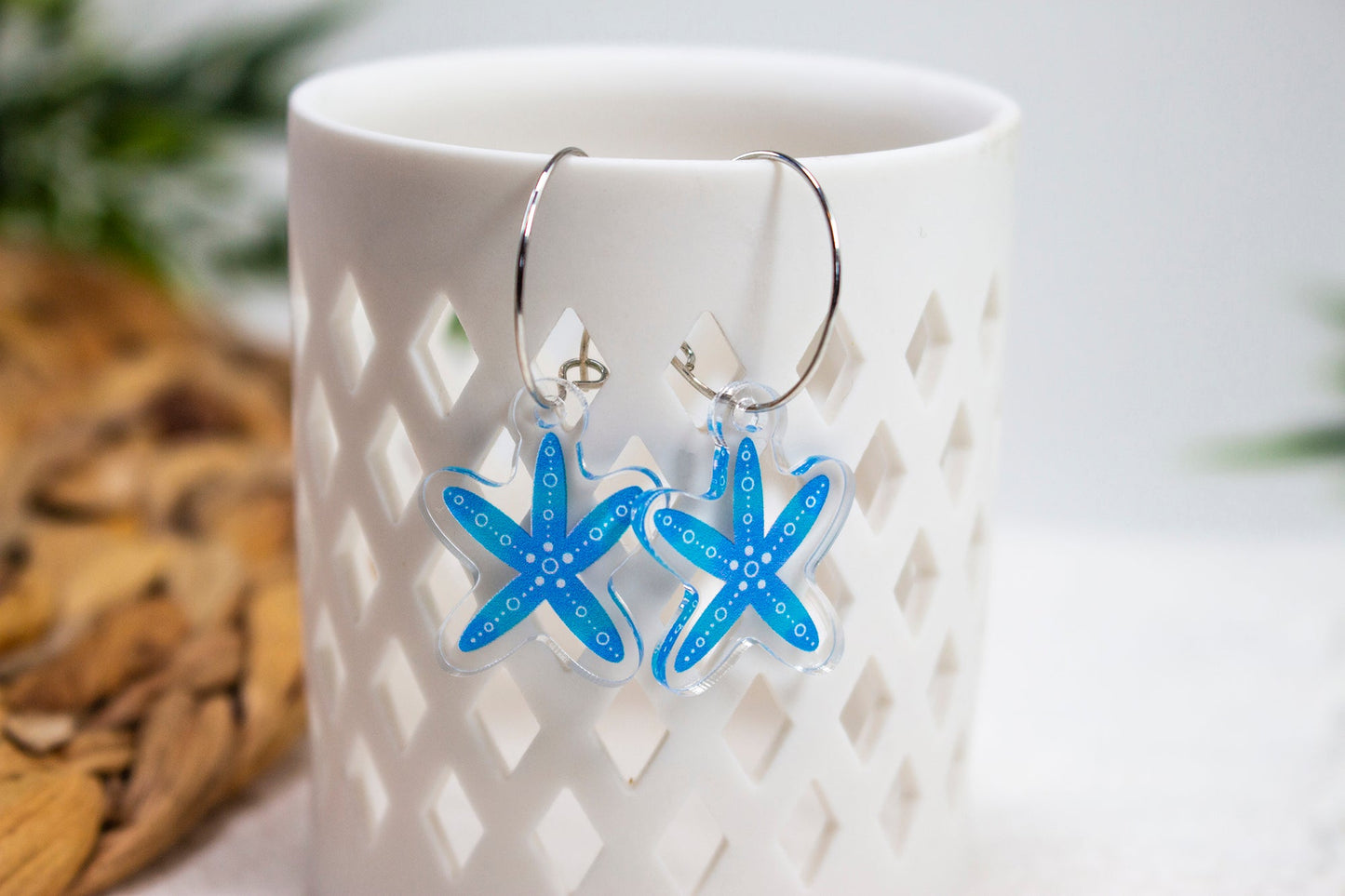 Blue Starfish Earrings