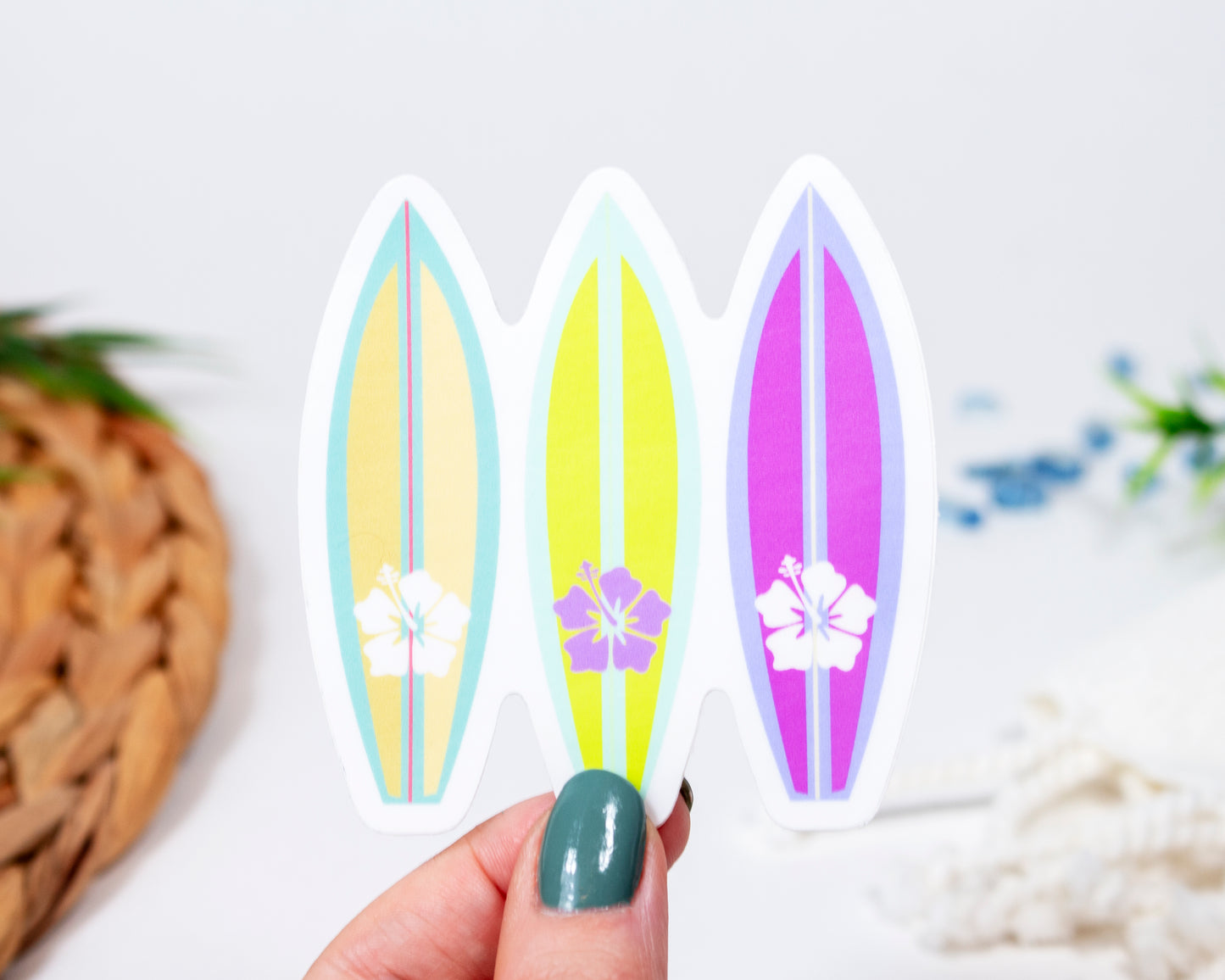 Surfboard Trio Vinyl Sticker 2.9x3 inch