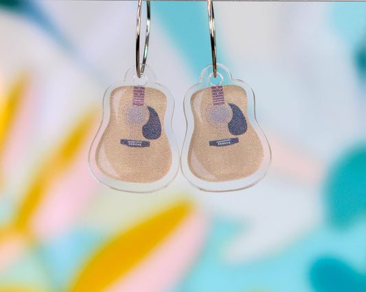 Brown Acoustic Guitar Earrings