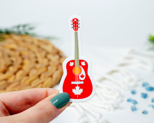 Canada Guitar Vinyl Sticker 1.26 x 3 inch