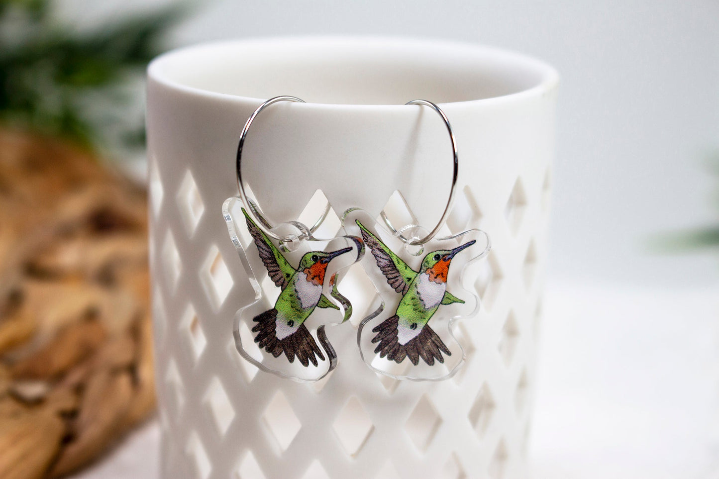 Ruby-throated Hummingbird Earrings