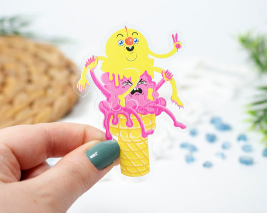 Clear Ice Cream Pals Wacky Character Sticker 2.2" x 3