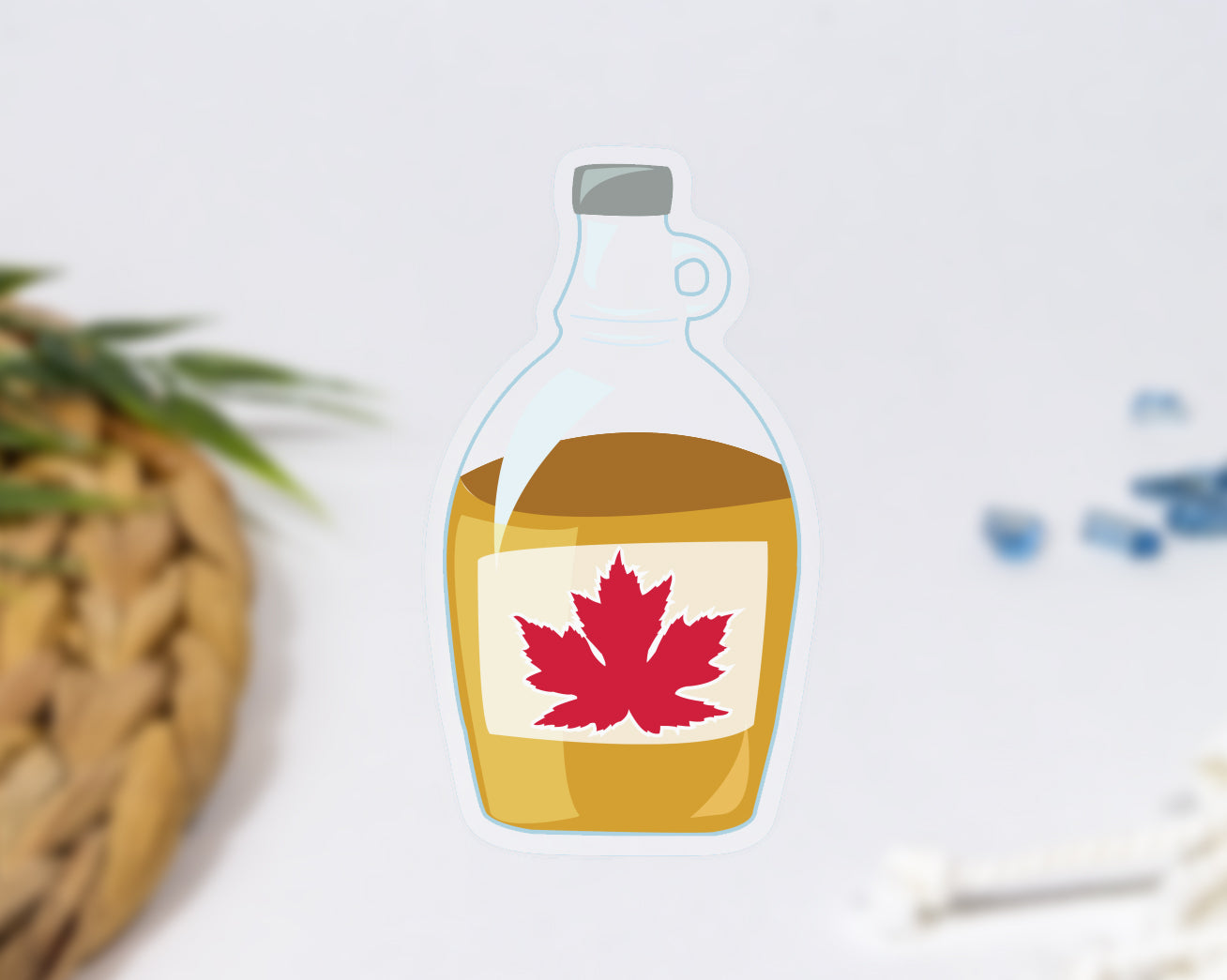 Clear Maple Syrup Bottle Sticker Canada 1.68" x 3"