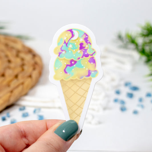 Moon Mist Ice Cream Cone Vinyl Sticker 1.5x3 inch