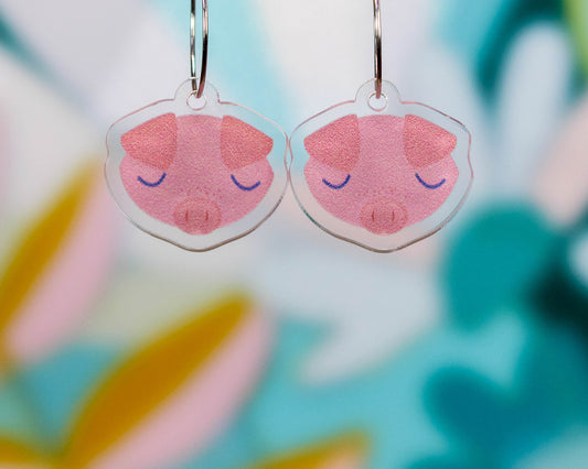 Pink Pig Earrings