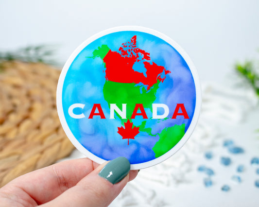 Planet Canada Glossy Sticker 3 x 3 inch