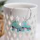 Aqua Retro Roller Skate Derby Earrings