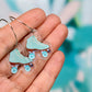 Aqua Retro Roller Skate Derby Earrings