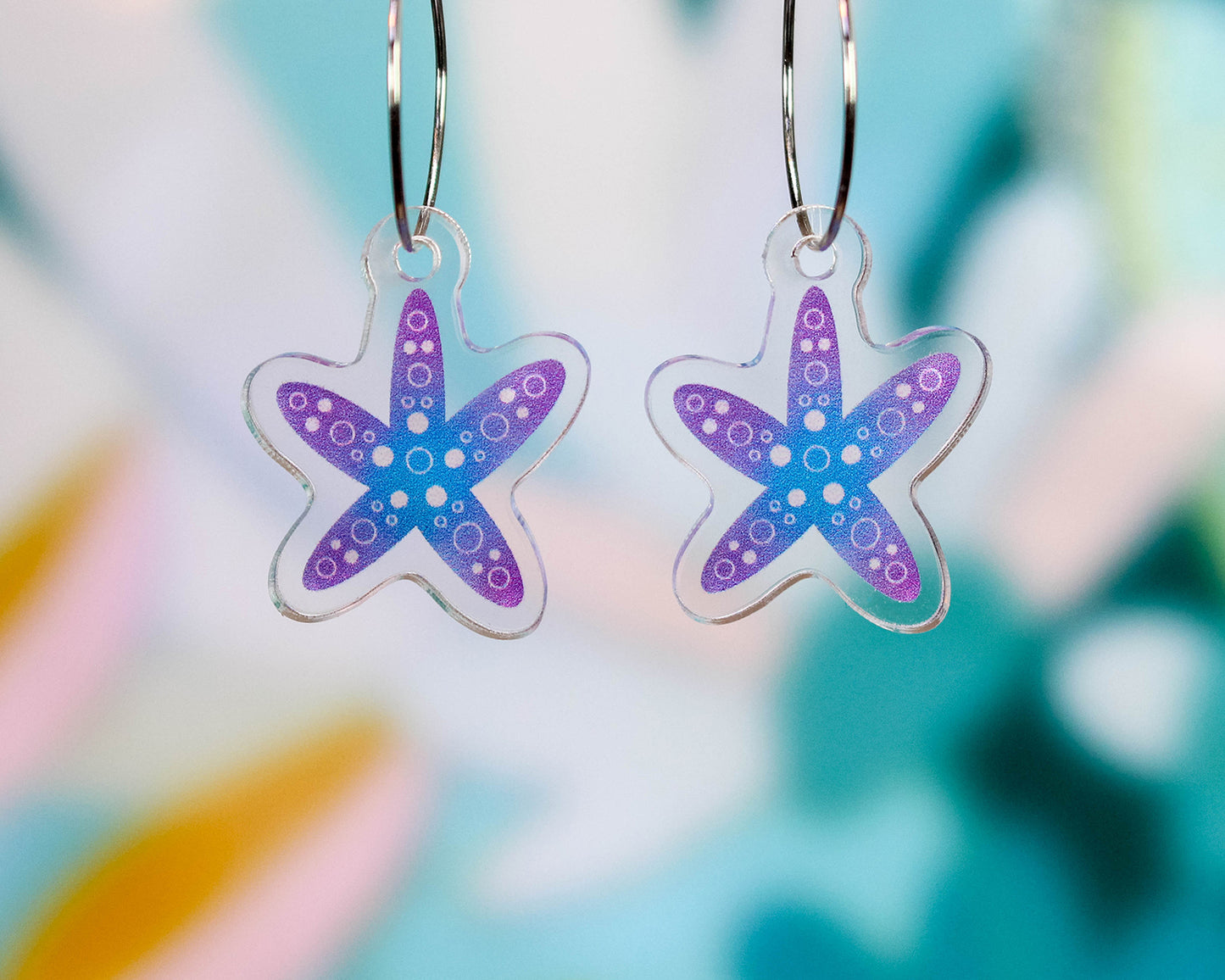 Purple and Blue Starfish Earrings