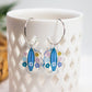 Blue Surfboard & Hibiscus Earrings