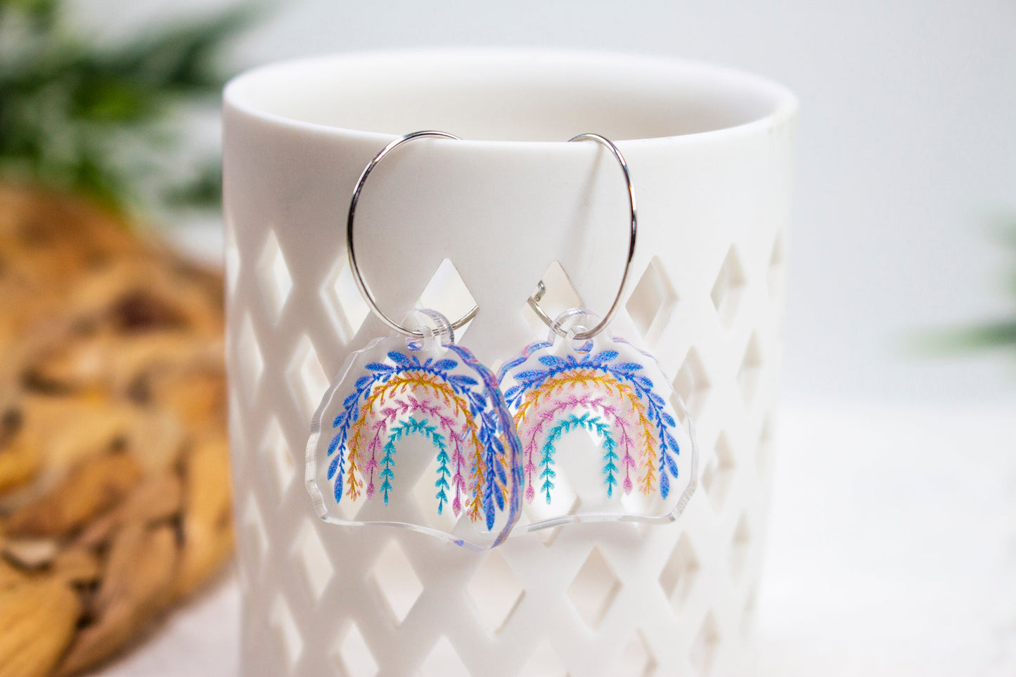 Boho Vine Rainbow Earrings